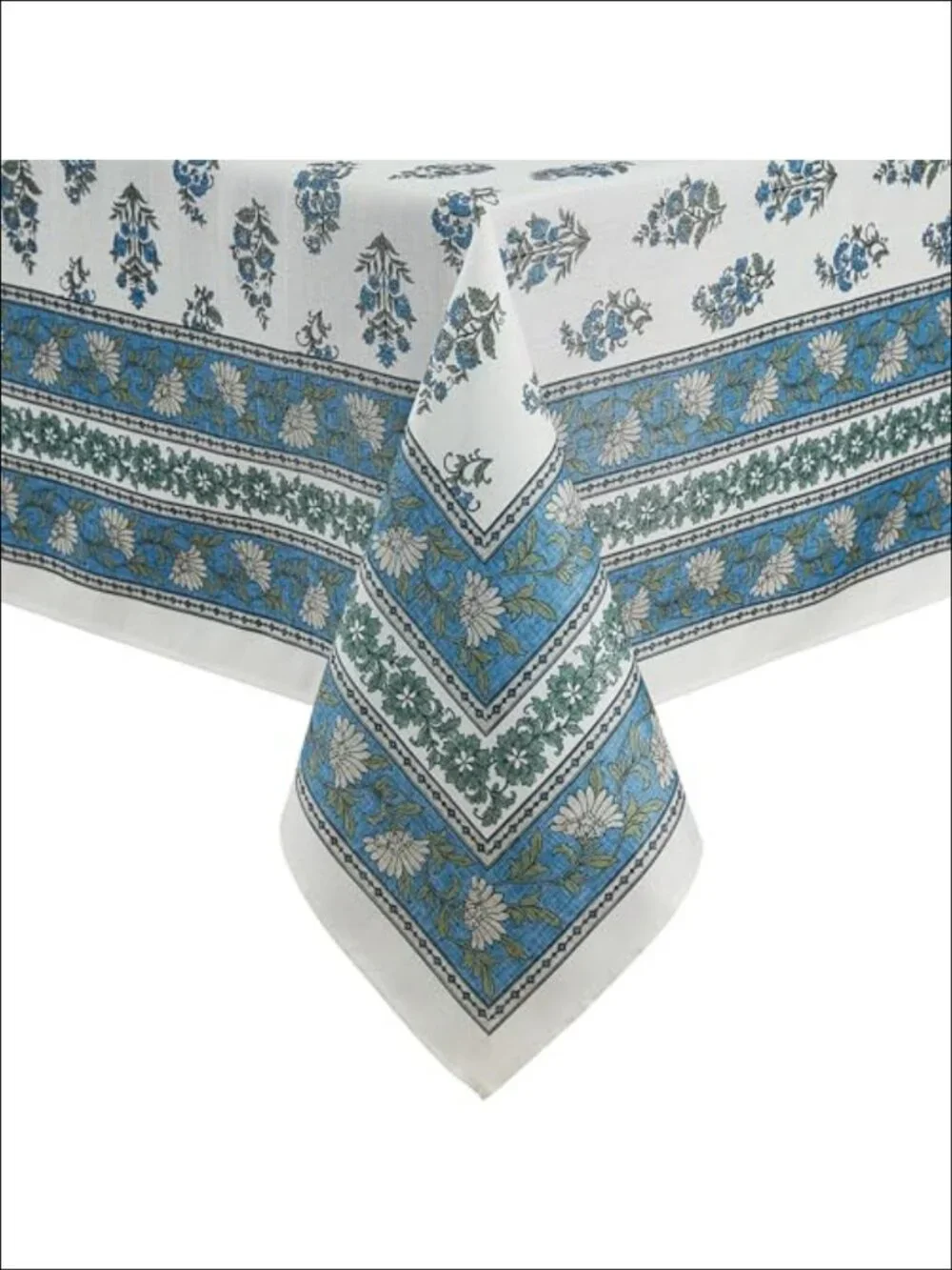 Block Print Tablecloth Stain Water Resistant Indoor Outdoor 60x120